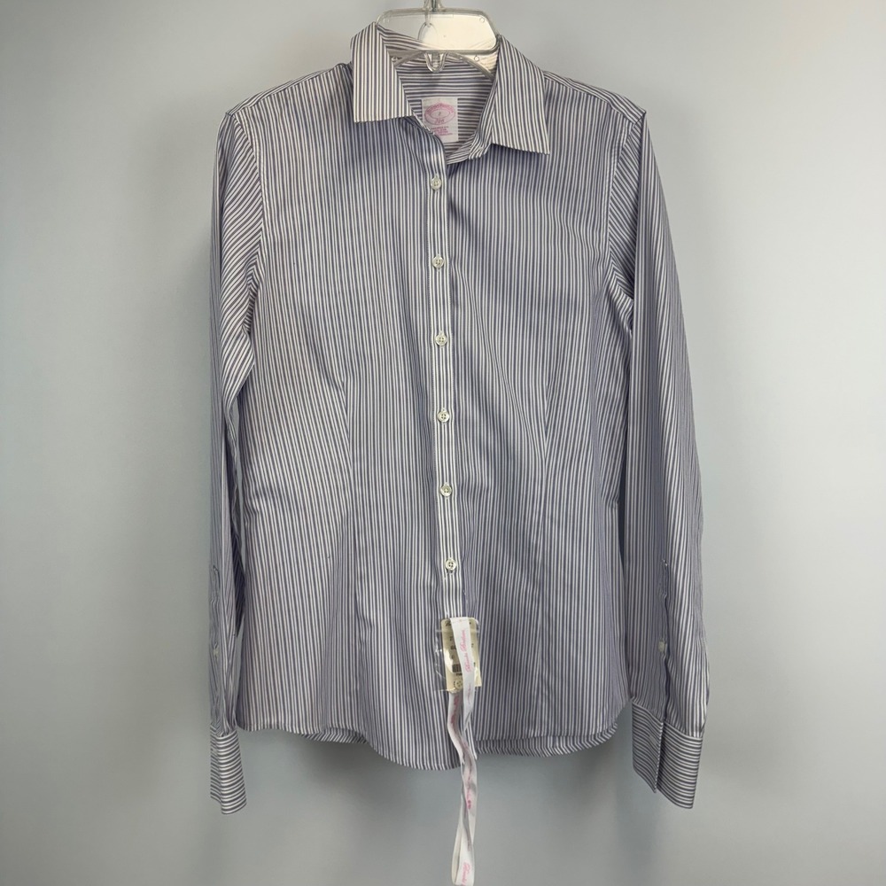 Brooks Brothers 346 Non-Iron Striped Button Down Shirt Tailored Blue White 2 NWT